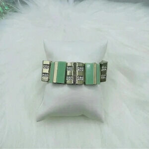 Light Jade Green Rhinestones Chunky Bracelet